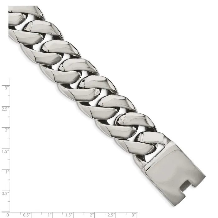 Chisel Stainless Steel Polished 9 inch Fancy Curb Bracelet TreasureFineJewelers Bracelets