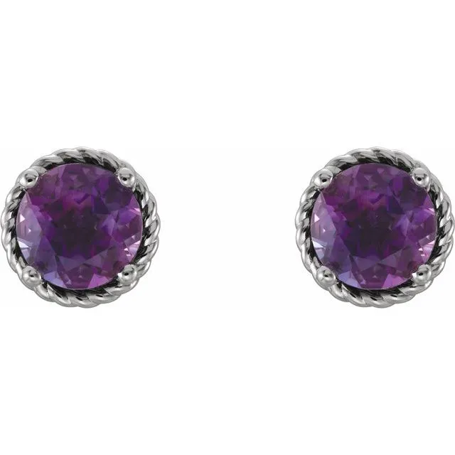 Earrings TreasureFineJewelers 14K White Amethyst Rope Earrings