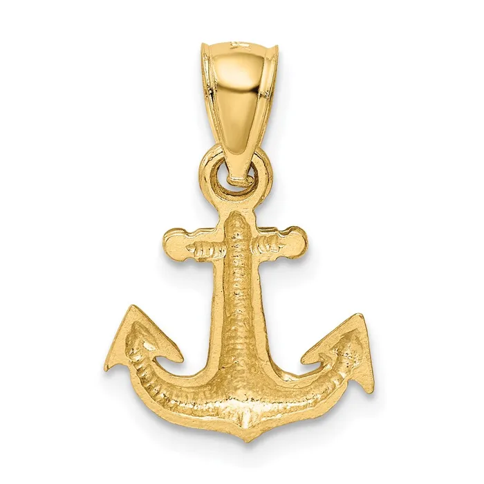Necklaces TreasureFineJewelers 14K Diamondcut Anchor Pendant
