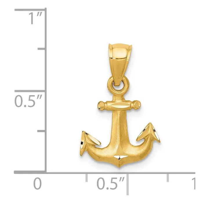 Necklaces TreasureFineJewelers 14K Diamondcut Anchor Pendant
