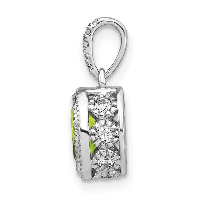 Necklaces TreasureFineJewelers 14k White Gold Oval Peridot and Diamond Pendant