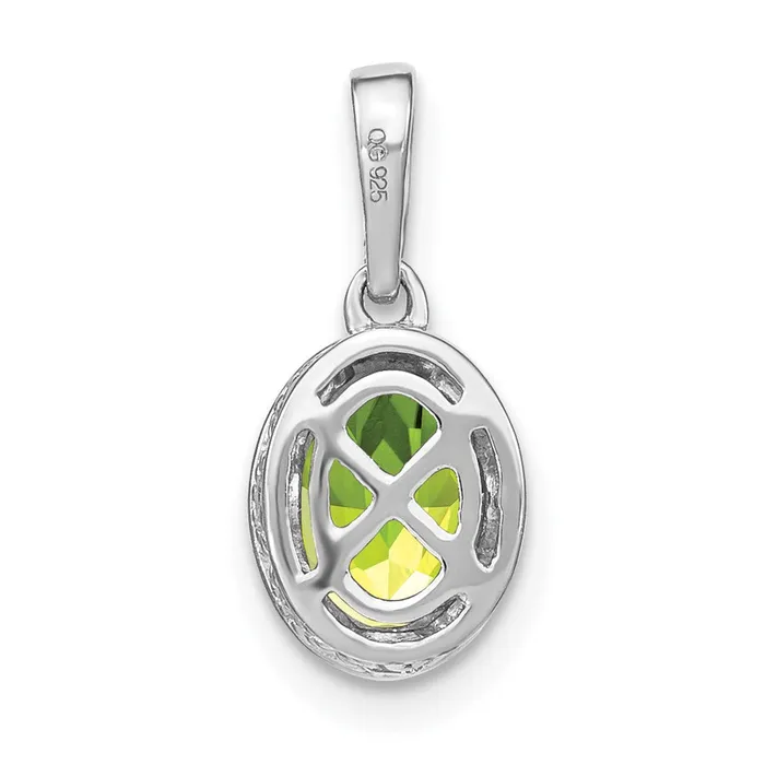 Necklaces TreasureFineJewelers 14k White Gold Oval Peridot and Diamond Pendant