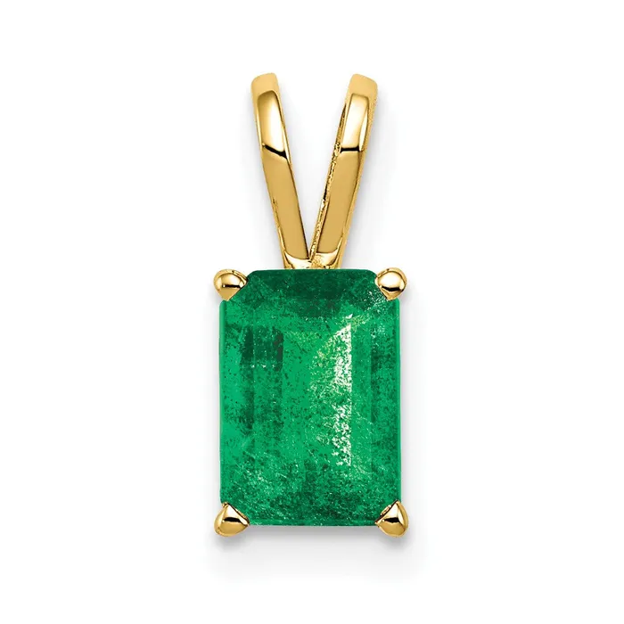 Necklaces TreasureFineJewelers 14k Yellow Gold 7x5mm Emerald Cut Emerald pendant Necklaces TreasureFineJewelers 14k Yellow Gold 7x5mm Emerald Cut Emerald pendant