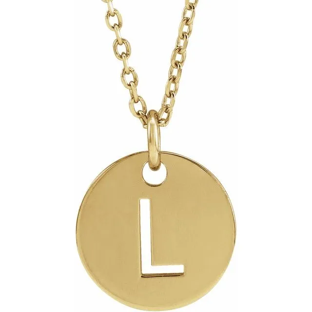 Necklaces TreasureFineJewelers 18K Yellow GoldPlated Sterling Silver Initial L 10 mm Disc 1618 Necklace Necklaces TreasureFineJewelers 18K Yellow GoldPlated Sterling Silver Initial L 10 mm Disc 1618 Necklace