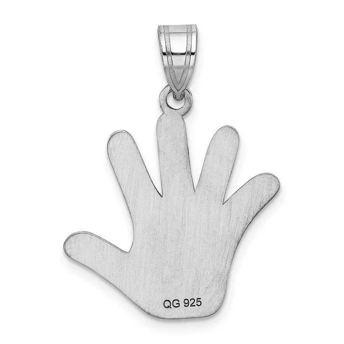 Necklaces TreasureFineJewelers Sterling Silver Rhodplate Enamel Autism wSmiley Face Handprint Pendant