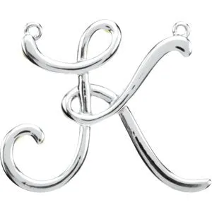 Necklaces TreasureFineJewelers Sterling Silver Script Initial K Necklace Center