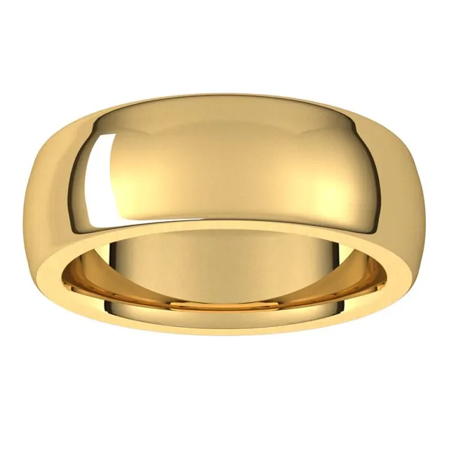 Rings 14K Yellow Gold 7 mm Half Round Comfort Fit Heavy Wedding Band TreasureFineJewelers