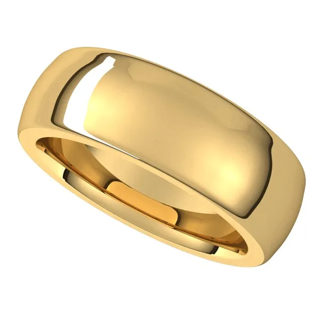 Rings 14K Yellow Gold 7 mm Half Round Comfort Fit Heavy Wedding Band TreasureFineJewelers