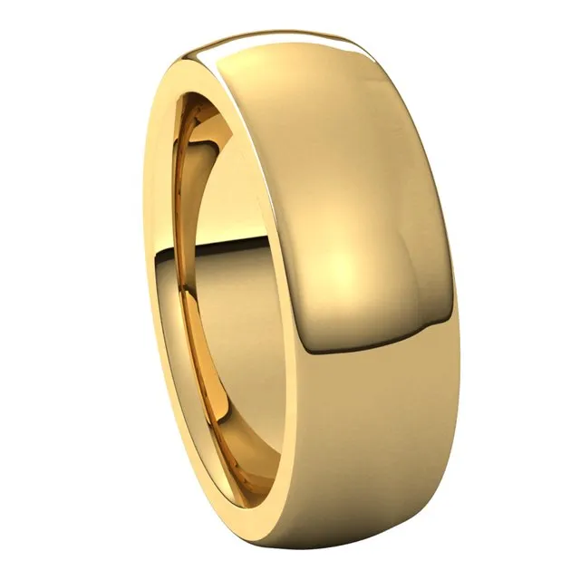 Rings 14K Yellow Gold 7 mm Half Round Comfort Fit Heavy Wedding Band TreasureFineJewelers