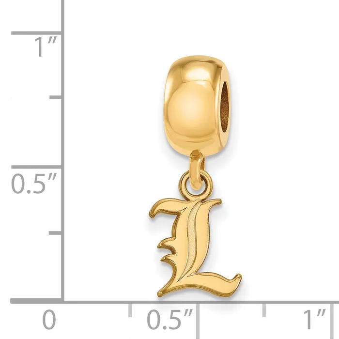 Rings TreasureFineJewelers Sterling Silver Goldplated LogoArt University of Louisville Letter L Extra Small Dangle Bead Charm