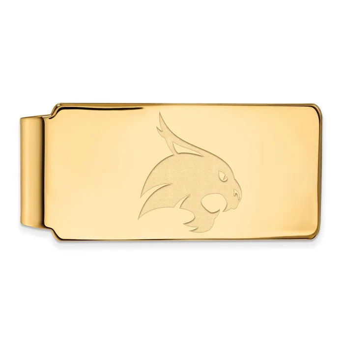 Rings TreasureFineJewelers Sterling Silver Goldplated Texas State University Bobcat Money Clip