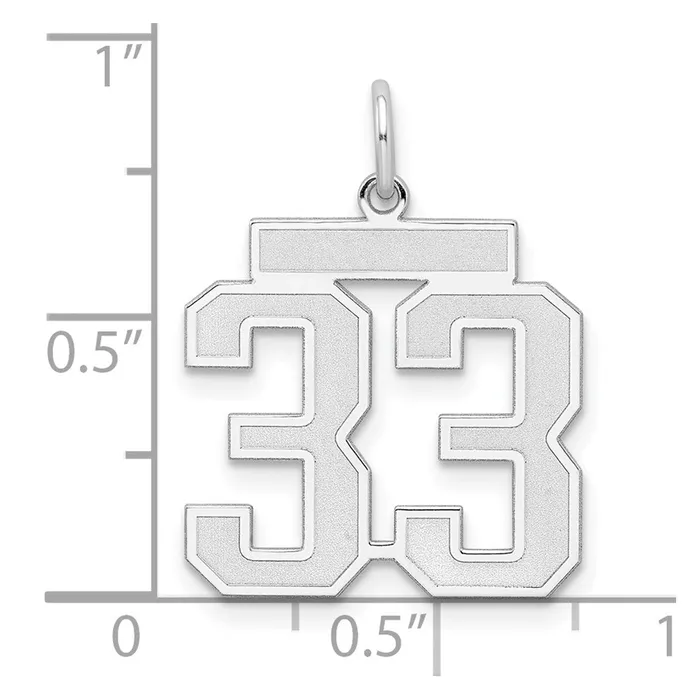 Rings TreasureFineJewelers Sterling SilverRhodiumplated Satin Number 33 Charm