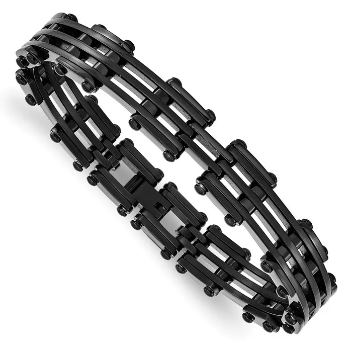 Stainless Steel Polished Black IPplated Bracelet TreasureFineJewelers Bracelets Stainless Steel Polished Black IPplated Bracelet TreasureFineJewelers Bracelets