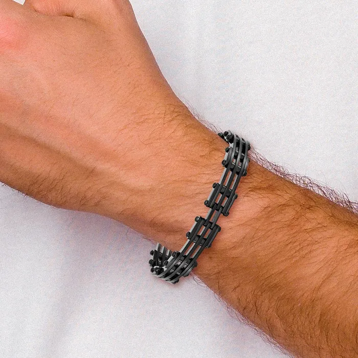 Stainless Steel Polished Black IPplated Bracelet TreasureFineJewelers Bracelets