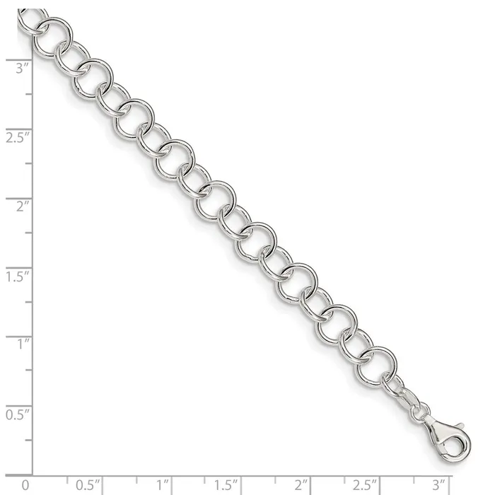 Sterling Silver 10inch Polished Fancy Link Anklet TreasureFineJewelers Rings