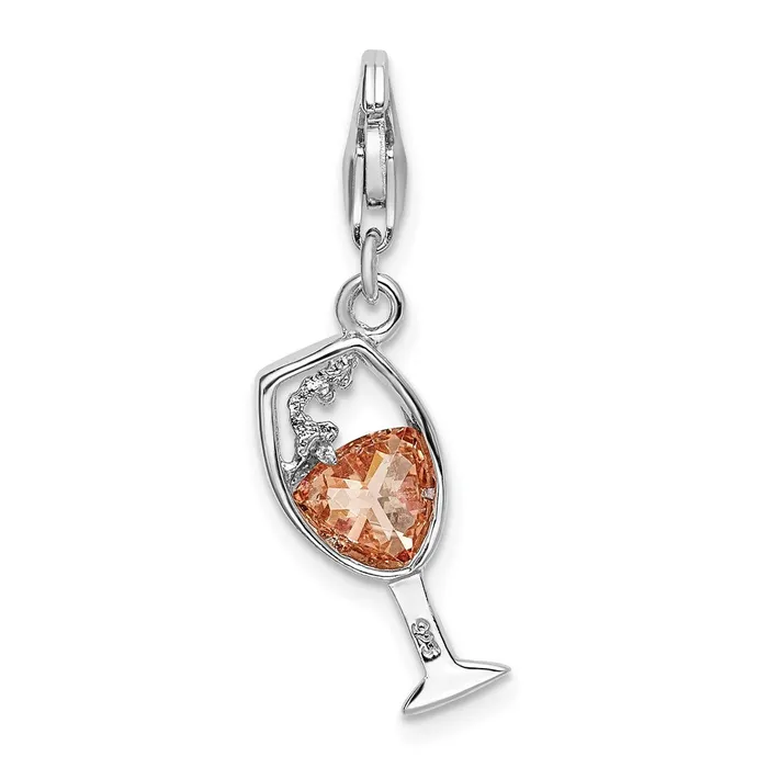 Sterling Silver Amore La Vita Rhodiumpl Open Champagne Glass Charm TreasureFineJewelers Rings