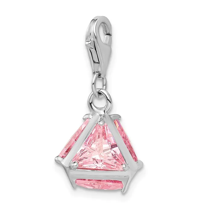 Sterling Silver Amore La Vita Rhodiumplated Polished 3D Pink CZ Charm TreasureFineJewelers Rings