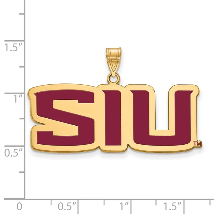 Sterling Silver Goldplated Southern Illinois University SIU Large Enameled Pendant TreasureFineJewelers Necklaces