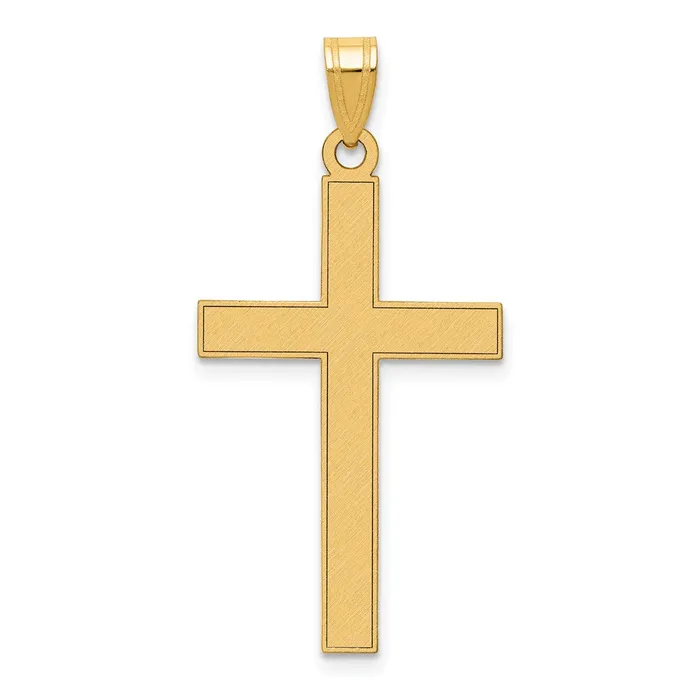 TreasureFineJewelers 14k Yellow Gold Florentine Satin Cross Pendant Necklaces TreasureFineJewelers 14k Yellow Gold Florentine Satin Cross Pendant Necklaces