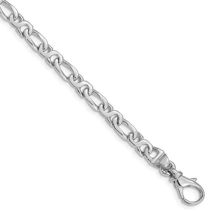 TreasureFineJewelers Bracelets 14k White Gold 48mm Hand Polished Fancy Link with Fancy Lobster Clasp Bracelet TreasureFineJewelers Bracelets 14k White Gold 48mm Hand Polished Fancy Link with Fancy Lobster Clasp Bracelet