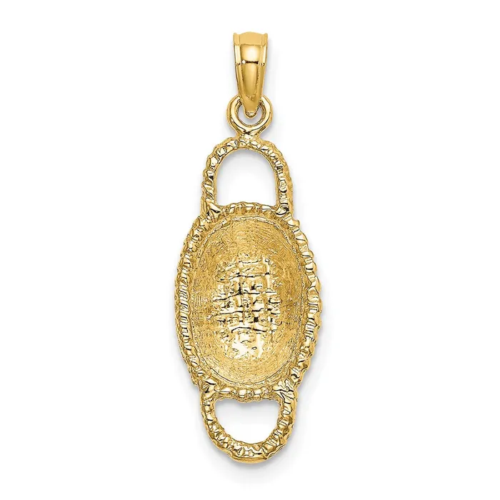 TreasureFineJewelers Charm Necklaces 14K 3D 2 Handles Oval Basket Charm