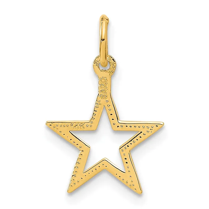 TreasureFineJewelers Charm Necklaces 14k Diamondcut Star Charm