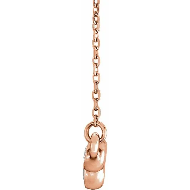 TreasureFineJewelers Necklaces 14K Rose 12 CTW Diamond BezelSet Bar 1618 Necklace