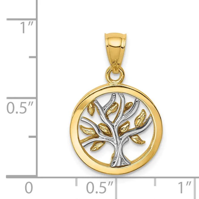 TreasureFineJewelers Necklaces 14K Twotone Polished Tree of Life Pendant