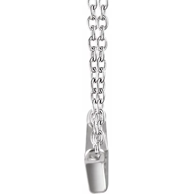 TreasureFineJewelers Necklaces 14K White 14 CTW Diamond Baguette Bar 1618 Necklace