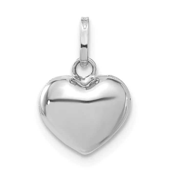 TreasureFineJewelers Necklaces 14k White Gold 3D Puffed Heart Pendant