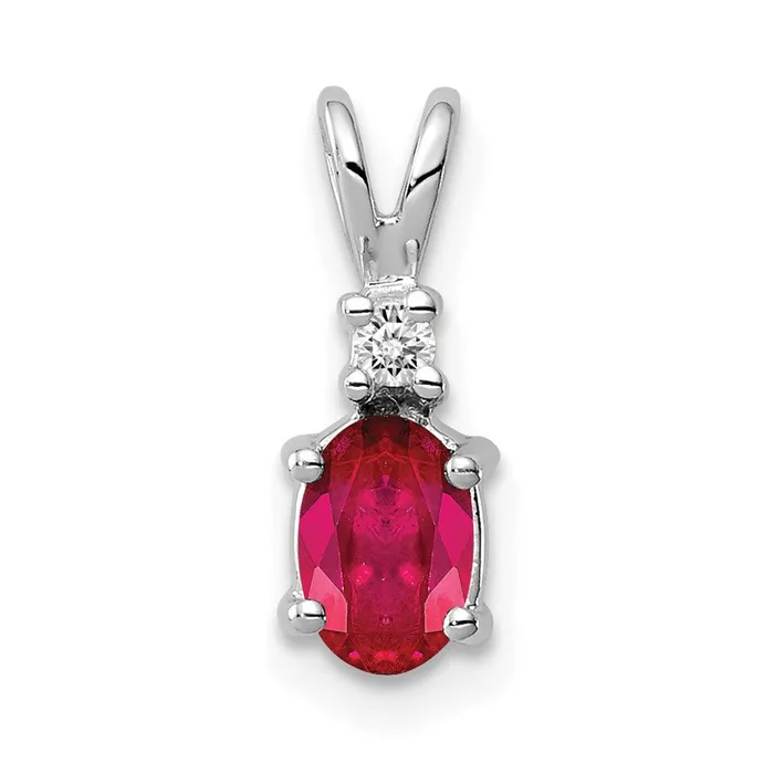 TreasureFineJewelers Necklaces 14k White Gold 6x4mm Oval Ruby VS Diamond pendant TreasureFineJewelers Necklaces 14k White Gold 6x4mm Oval Ruby VS Diamond pendant