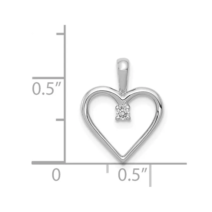 TreasureFineJewelers Necklaces 14k White Gold AA 03ct Diamond Heart Pendant