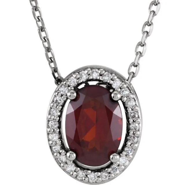 TreasureFineJewelers Necklaces 14K White Mozambique Garnet 05 CTW Diamond 16 Necklace
