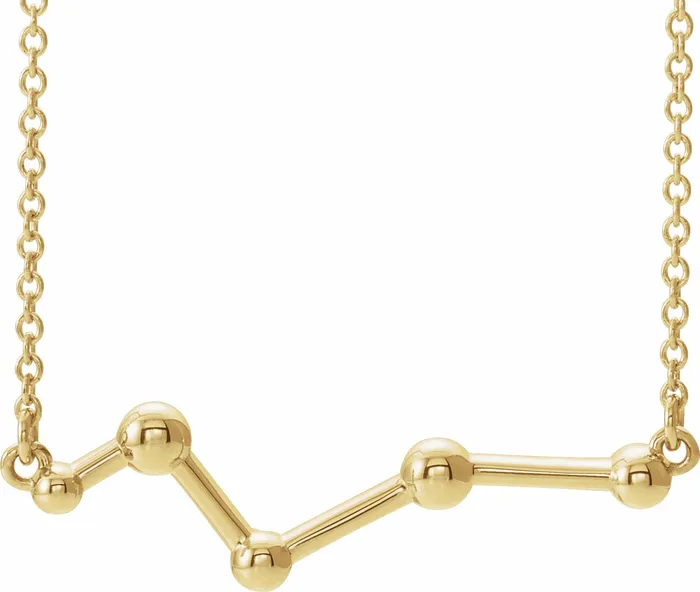 TreasureFineJewelers Necklaces 14K Yellow Gold Constellation Bar 16 Necklace
