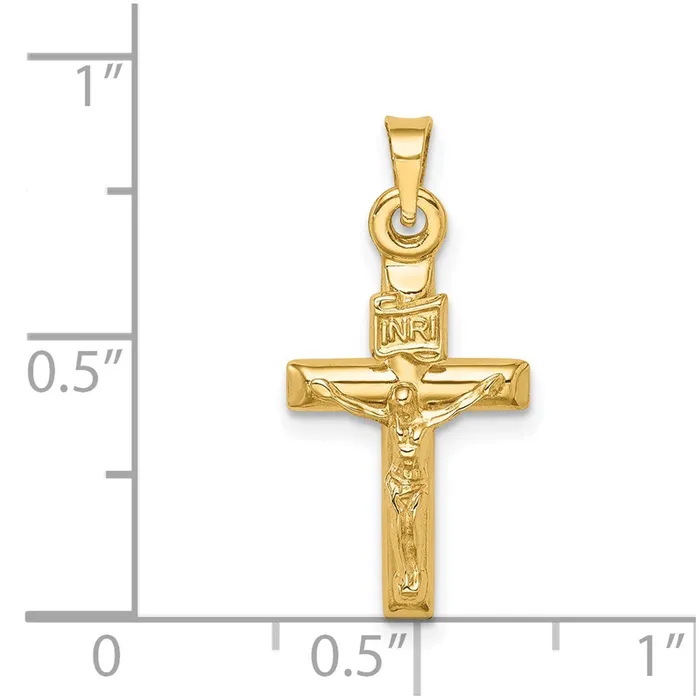 TreasureFineJewelers Necklaces 14k Yellow Gold Hollow Crucifix Pendant