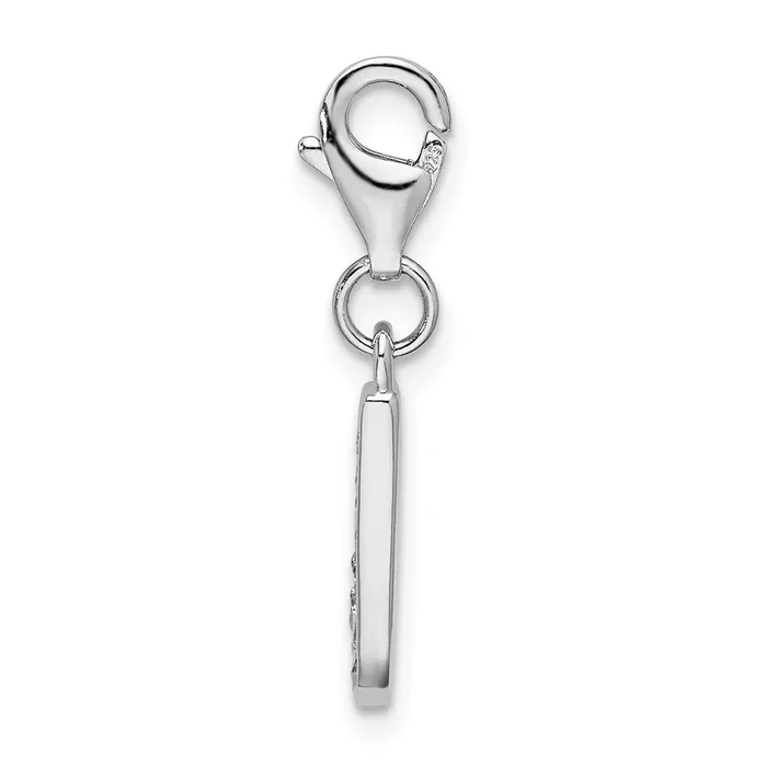 TreasureFineJewelers Necklaces Amore La Vita Sterling Silver Rhodiumplated Polished CZ Letter J Initial Charm with Fancy Lobster Clasp