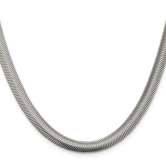 TreasureFineJewelers Rings Sterling Silver 625mm Flat Oval Snake Chain