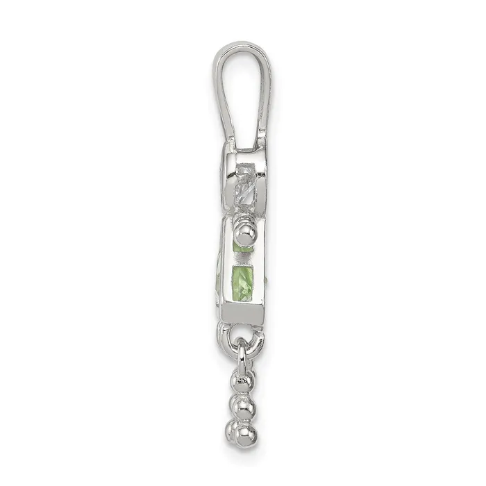 TreasureFineJewelers Sterling Silver CZ August Glass Girl Pendant Necklaces