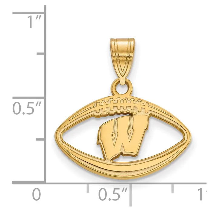 TreasureFineJewelers Sterling Silver Goldplated University of Wisconsin Football Pendant Necklaces