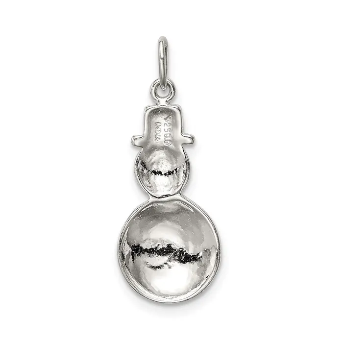 TreasureFineJewelers Sterling Silver Polished Enamel Snowman Pendant Necklaces