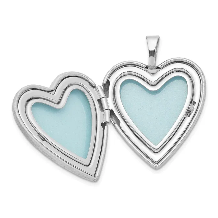 TreasureFineJewelers Sterling Silver Rhodplated 20mm SatinPolished DC Butterfly Heart Locket Rings