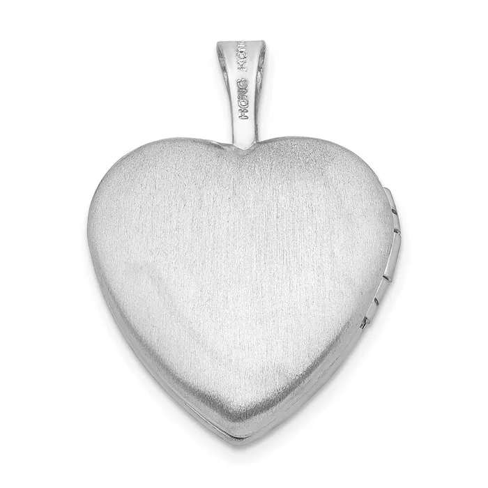 TreasureFineJewelers Sterling Silver Rhodplated PolishedSatin Diamond 16mm DC Heart Locket Rings