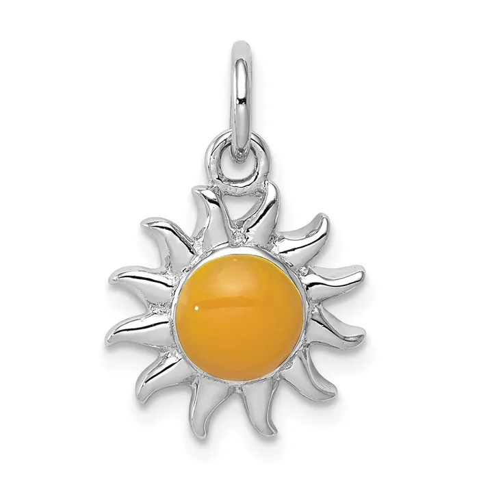 TreasureFineJewelers Sterling Silver Rhodiumplated Yellow Sun Charm Rings