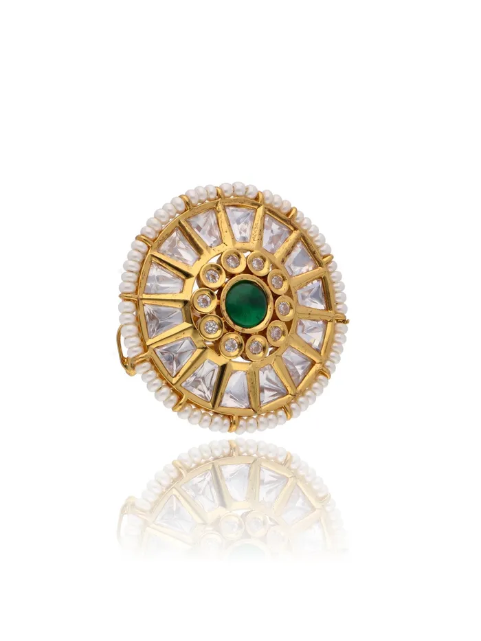 Curio Cottage Rings Bridal Green and Kundan Stone Dome RIng