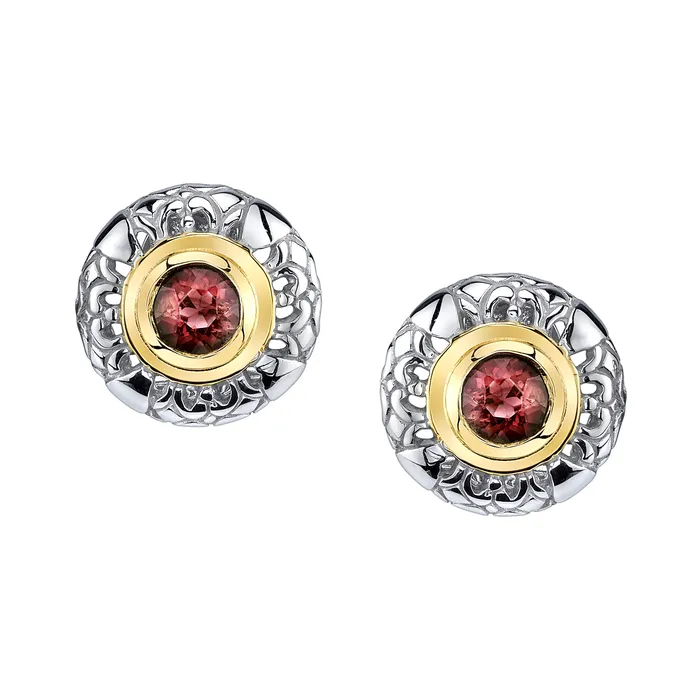Earrings Four Peaks Mining Co Round Gold and Silver Earrings