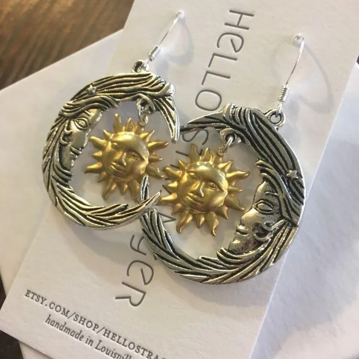 Ethereally Wicked Earrings Sun Moon Celestial Earrings