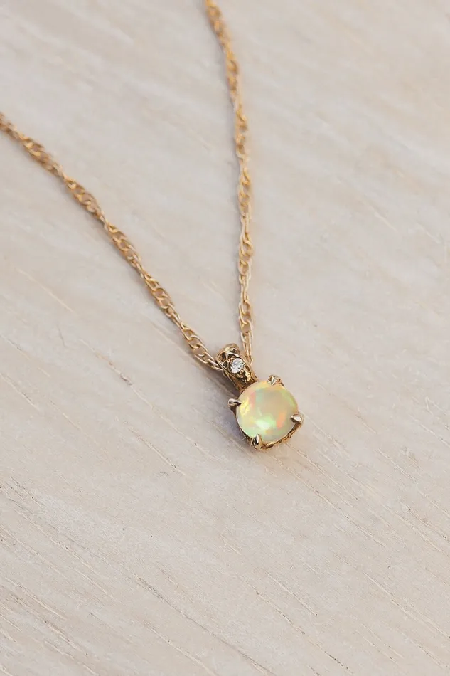 Lacee Alexandra Jewelry Necklaces Solid Gold Opal Necklace