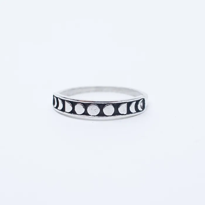 Silver Lotus Rings Silver Moon Phase Band