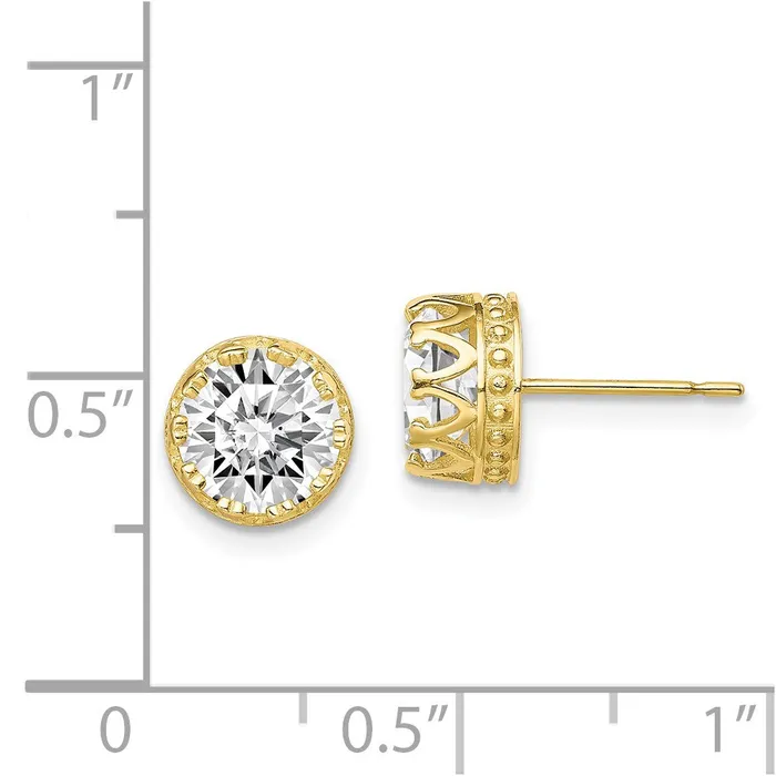 10k Tiara Collection 8mm Polished CZ EarringsWBC10YC407 WB Choice Jewelry Earrings