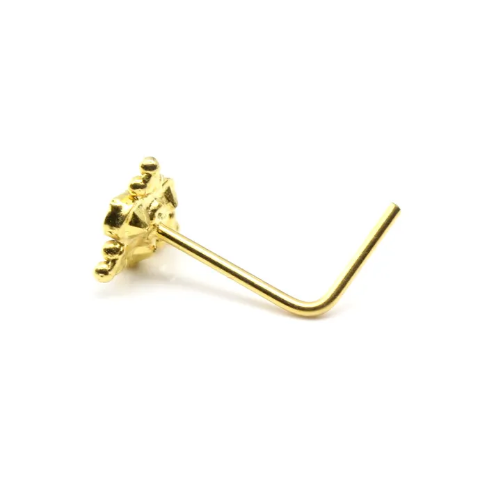 Beautiful Real Gold 14K White CZ Indian nose ring L Bend 22g Karizma Jewels Rings